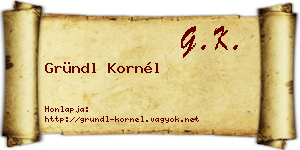 Gründl Kornél névjegykártya
