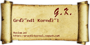 Gründl Kornél névjegykártya